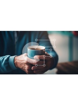 Intra Συλλεκτικό Ξύλινο Παζλ Plywood  4mm - Άτομο που κρατά ένα φλιτζάνι καφέ Σε Ξύλινο Κουτί - Διαστάσεις Puzzle: 10x10 cm – 25 κομμάτια