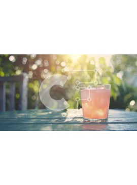 Intra Συλλεκτικό Ξύλινο Παζλ Plywood  4mm - Ποτήρι ροζ υγρό με πάγο σε εξωτερικό ξύλινο τραπέζι Σε Ξύλινο Κουτί - Διαστάσεις: 10x10 cm – 25 κομμάτια