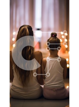 Intra Συλλεκτικό Ξύλινο Παζλ Plywood  4mm - Μητέρα και κόρη ασχολούνται με δραστηριότητα μπροστά στα φώτα Σε Ξύλινο Κουτί - Διαστάσεις Puzzle: 10x10 cm – 25 κομμάτια