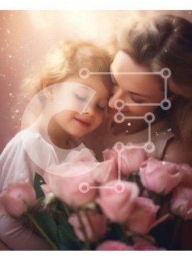 Intra Συλλεκτικό Ξύλινο Παζλ Plywood  4mm - Μητέρα και κόρη με ροζ τριαντάφυλλα και πεταλούδες Σε Ξύλινο Κουτί - Διαστάσεις Puzzle: 10x10 cm – 25 κομμάτια