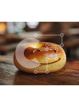 Σετ των 2 Intra Συλλεκτικό Ξύλινο Παζλ Plywood  4mm - Αξιολάτρευτη μπαγκέτα με χαμογελαστό πρόσωπο σε τραπεζαρία Σε Ξύλινο Κουτί - Διαστάσεις: 10x10 cm – 25 κομμάτια