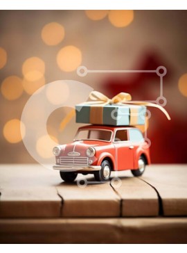 Intra Συλλεκτικό Ξύλινο Παζλ Plywood  4mm - Κόκκινο παιχνίδι αυτοκίνητο με κουτιά δώρων Σε Ξύλινο Κουτί - Διαστάσεις Puzzle: 10x10 cm – 25 κομμάτια