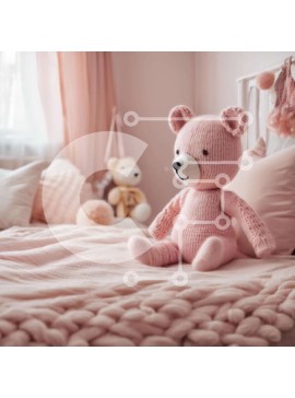 Intra Συλλεκτικό Ξύλινο Παζλ Plywood  4mm - Άνετο υπνοδωμάτιο με ροζ αρκουδάκι Σε Ξύλινο Κουτί - Διαστάσεις Puzzle: 10x10 cm – 25 κομμάτια