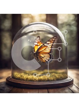 Intra Συλλεκτικό Ξύλινο Παζλ Plywood  4mm - Πεταλούδα κάτω από τον γυάλινο θόλο Σε Ξύλινο Κουτί - Διαστάσεις: 10x10 cm – 25 κομμάτια