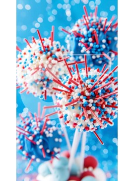 Intra Συλλεκτικό Ξύλινο Παζλ Plywood  4mm - Patriotic Cake Pops για τον εορτασμό της 4ης Ιουλίου Σε Ξύλινο Κουτί - Διαστάσεις: 10x10 cm – 25 κομμάτια