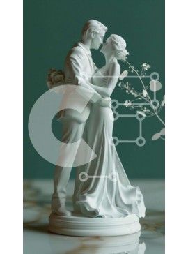 Intra Συλλεκτικό Ξύλινο Παζλ Plywood  4mm - Λευκό ειδώλιο ζευγαριού που κρατά τα χέρια και φιλιέται Σε Ξύλινο Κουτί - Διαστάσεις Puzzle: 10x10 cm – 25 κομμάτια