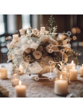 Σετ των 2 Intra Συλλεκτικό Ξύλινο Παζλ Plywood  4mm - Κομψό τραπέζι με λευκά τριαντάφυλλα και κεριά Σε Ξύλινο Κουτί - Διαστάσεις: 10x10 cm – 25 κομμάτια