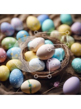 Intra Συλλεκτικό Ξύλινο Παζλ Plywood  4mm - Πολύχρωμο καλάθι με πασχαλινά αυγά με ανοιξιάτικα λουλούδια Σε Ξύλινο Κουτί - Διαστάσεις Puzzle: 10x10 cm – 25 κομμάτια