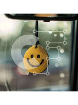 Intra Συλλεκτικό Ξύλινο Παζλ Plywood  4mm - Κίτρινο Smiley αποσμητικό προσώπου σε καθρέφτη αυτοκινήτου Σε Ξύλινο Κουτί - Διαστάσεις Puzzle: 10x10 cm – 25 κομμάτια