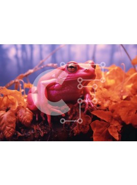 Intra Συλλεκτικό Ξύλινο Παζλ Plywood  4mm - Ροζ βάτραχος στο κολόβωμα πορτοκαλιάς Σε Ξύλινο Κουτί - Διαστάσεις: 10x10 cm – 25 κομμάτια