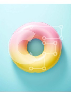 Σετ των 2 Intra Συλλεκτικό Ξύλινο Παζλ Plywood  4mm - Πολύχρωμο ανάποδο κώνο ντόνατ σε μπλε φόντο Σε Ξύλινο Κουτί - Διαστάσεις: 10x10 cm – 25 κομμάτια