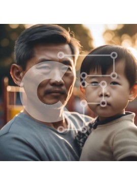 Intra Συλλεκτικό Ξύλινο Παζλ Plywood  4mm - Ασιάτης με παιδί Σε Ξύλινο Κουτί - Διαστάσεις Puzzle: 10x10 cm – 25 κομμάτια