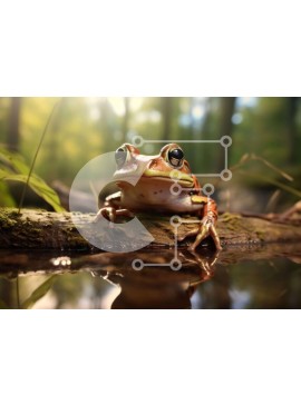 Σετ των 2 Intra Συλλεκτικό Ξύλινο Παζλ Plywood  4mm - Μικρός βάτραχος στο κλαδί δασών Σε Ξύλινο Κουτί - Διαστάσεις: 10x10 cm – 25 κομμάτια