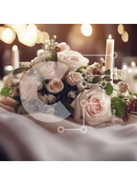 Σετ των 2 Intra Συλλεκτικό Ξύλινο Παζλ Plywood  4mm - Μπουκέτο με ροζ και λευκά τριαντάφυλλα σε κομψά διακοσμημένο τραπέζι Σε Ξύλινο Κουτί - Διαστάσεις: 10x10 cm – 25 κομμάτια