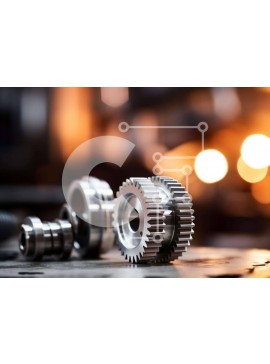 Intra Συλλεκτικό Ξύλινο Παζλ Plywood  4mm - Κοντινό πλάνο με γρανάζια και βίδες σε ένα βιομηχανικό εργαστήριο Σε Ξύλινο Κουτί - Διαστάσεις Puzzle: 10x10 cm – 25 κομμάτια