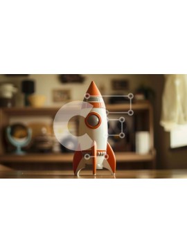 Intra Συλλεκτικό Ξύλινο Παζλ Plywood  4mm - Πορτοκαλί και λευκό παιχνίδι ρόκας σε ξύλινο τραπέζι Σε Ξύλινο Κουτί - Διαστάσεις Puzzle: 10x10 cm – 25 κομμάτια