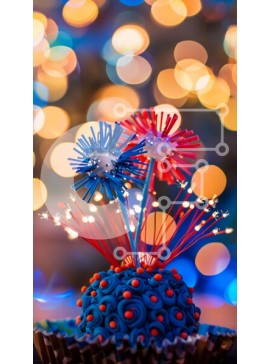 Intra Συλλεκτικό Ξύλινο Παζλ Plywood  4mm - Πολύχρωμο Cupcake πυροτεχνημάτων Σε Ξύλινο Κουτί - Διαστάσεις: 10x10 cm – 25 κομμάτια