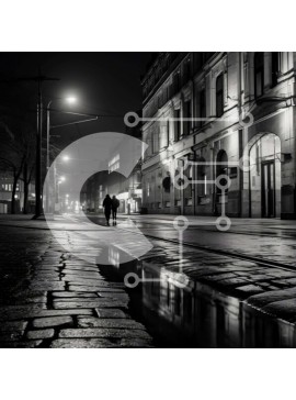 Intra Συλλεκτικό Ξύλινο Παζλ Plywood  4mm - Πρόσωπο που περπατά στην κενή οδό τη νύχτα Σε Ξύλινο Κουτί - Διαστάσεις Puzzle: 10x10 cm – 25 κομμάτια