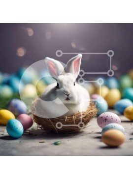 Intra Συλλεκτικό Ξύλινο Παζλ Plywood  4mm - Λευκό Λαγουδάκι στη Φωλιά με Πασχαλινά Αυγά Σε Ξύλινο Κουτί - Διαστάσεις Puzzle: 10x10 cm – 25 κομμάτια