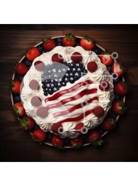 Σετ των 2 Intra Συλλεκτικό Ξύλινο Παζλ Plywood  4mm - Κέικ αμερικανικής σημαίας για την ημέρα της ανεξαρτησίας Σε Ξύλινο Κουτί - Διαστάσεις: 10x10 cm – 25 κομμάτια