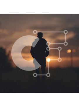 Intra Συλλεκτικό Ξύλινο Παζλ Plywood  4mm - Σιλουέτα ενός άνδρα στο πεδίο στο ηλιοβασίλεμα Σε Ξύλινο Κουτί - Διαστάσεις Puzzle: 10x10 cm – 25 κομμάτια