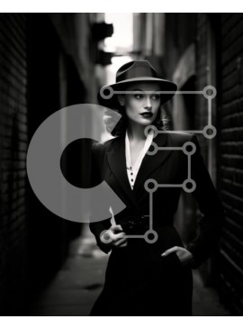 Intra Συλλεκτικό Ξύλινο Παζλ Plywood  4mm - Εκλεπτυσμένη γυναίκα στο ασπρόμαυρο σοκάκι Σε Ξύλινο Κουτί - Διαστάσεις Puzzle: 10x10 cm – 25 κομμάτια