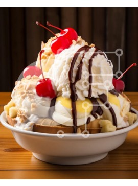 Σετ των 2 Intra Συλλεκτικό Ξύλινο Παζλ Plywood  4mm - Νόστιμο μπολ με παγωτό, μπανάνες και σάλτσα σοκολάτας Σε Ξύλινο Κουτί - Διαστάσεις: 10x10 cm – 25 κομμάτια