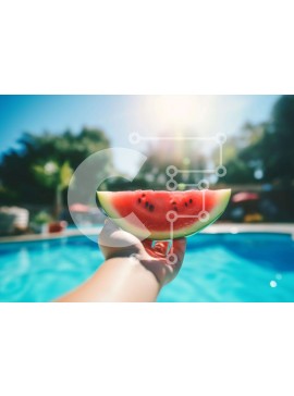 Σετ των 2 Intra Συλλεκτικό Ξύλινο Παζλ Plywood  4mm - Άτομο με καρπούζι δίπλα στην πισίνα Σε Ξύλινο Κουτί - Διαστάσεις: 10x10 cm – 25 κομμάτια