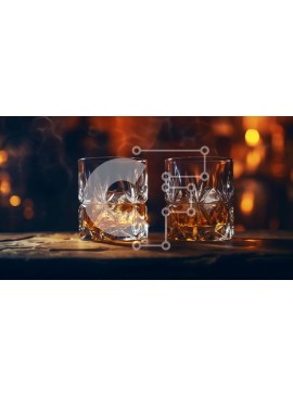 Σετ των 2 Intra Συλλεκτικό Ξύλινο Παζλ Plywood  4mm - Ποτήρια ουίσκι σε ξύλινο τραπέζι Σε Ξύλινο Κουτί - Διαστάσεις: 10x10 cm – 25 κομμάτια