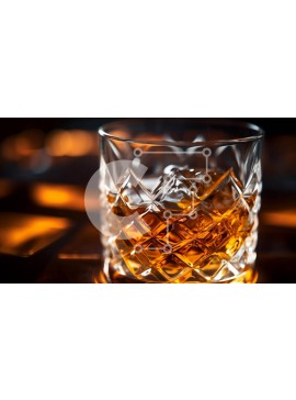 Σετ των 2 Intra Συλλεκτικό Ξύλινο Παζλ Plywood  4mm - Ποτήρι ουίσκι με πάγο σε φωτισμένο τραπέζι Σε Ξύλινο Κουτί - Διαστάσεις: 10x10 cm – 25 κομμάτια