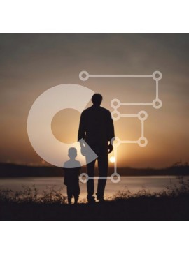 Intra Συλλεκτικό Ξύλινο Παζλ Plywood  4mm - Σιλουέτα ενός άνδρα και ενός παιδιού στο ηλιοβασίλεμα Σε Ξύλινο Κουτί - Διαστάσεις Puzzle: 10x10 cm – 25 κομμάτια