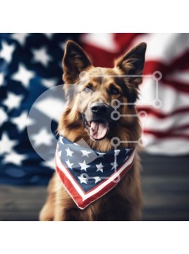 Intra Συλλεκτικό Ξύλινο Παζλ Plywood  4mm - Happy Dog με American Flag Bandana Σε Ξύλινο Κουτί - Διαστάσεις Puzzle: 10x10 cm – 25 κομμάτια