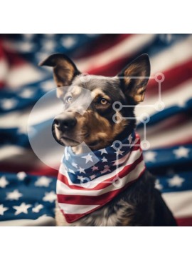 Intra Συλλεκτικό Ξύλινο Παζλ Plywood  4mm - Πατριωτικό σκυλί με αμερικανική σημαία Bandana Σε Ξύλινο Κουτί - Διαστάσεις: 10x10 cm – 25 κομμάτια