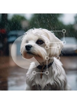 Intra Συλλεκτικό Ξύλινο Παζλ Plywood  4mm - Λευκό σκυλί που περιμένει στη βροχή Σε Ξύλινο Κουτί - Διαστάσεις: 10x10 cm – 25 κομμάτια