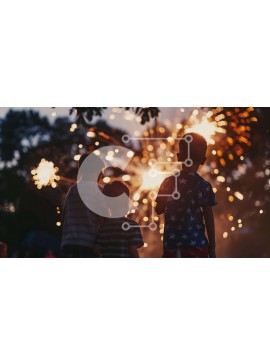 Intra Συλλεκτικό Ξύλινο Παζλ Plywood  4mm - Παιδιά που παρακολουθούν πυροτεχνήματα την ημέρα της ανεξαρτησίας Σε Ξύλινο Κουτί - Διαστάσεις Puzzle: 10x10 cm – 25 κομμάτια