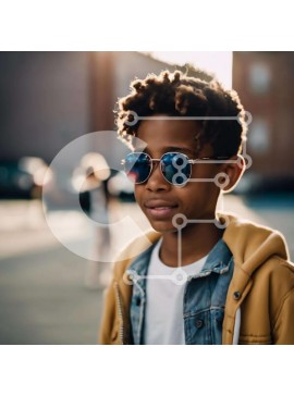 Intra Συλλεκτικό Ξύλινο Παζλ Plywood  4mm - Νεαρό αγόρι στην Urban Street με γυαλιά ηλίου και Dreadlocks Σε Ξύλινο Κουτί - Διαστάσεις Puzzle: 10x10 cm – 25 κομμάτια