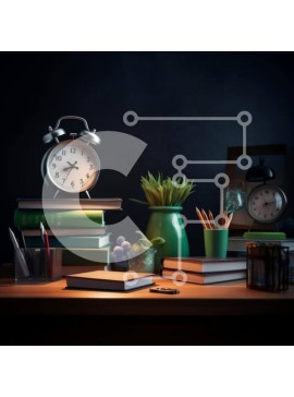 Intra Συλλεκτικό Ξύλινο Παζλ Plywood  4mm - Γραφείο με βιβλία, στυλό και ξυπνητήρι Σε Ξύλινο Κουτί - Διαστάσεις Puzzle: 10x10 cm – 25 κομμάτια