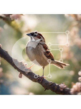 Intra Συλλεκτικό Ξύλινο Παζλ Plywood  4mm - Καφέ και άσπρο πουλί στον κλάδο βελανιδιάς Σε Ξύλινο Κουτί - Διαστάσεις: 10x10 cm – 25 κομμάτια