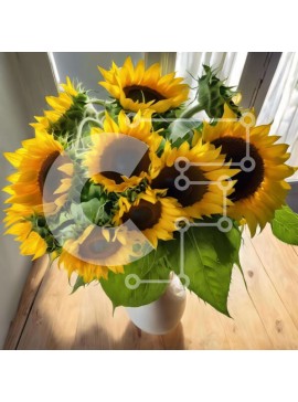 Intra Συλλεκτικό Ξύλινο Παζλ Plywood  4mm - Κίτρινα ηλιοτρόπια σε λευκό βάζο σε ξύλινο τραπέζι Σε Ξύλινο Κουτί - Διαστάσεις: 10x10 cm – 25 κομμάτια