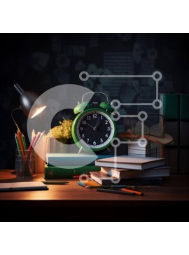 Intra Συλλεκτικό Ξύλινο Παζλ Plywood  4mm - Γραφείο με βιβλία και Ξυπνητήρι Σε Ξύλινο Κουτί - Διαστάσεις Puzzle: 10x10 cm – 25 κομμάτια