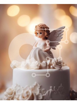 Σετ των 2 Intra Συλλεκτικό Ξύλινο Παζλ Plywood  4mm - Λευκή τούρτα με διακοσμητικό ειδώλιο αγγέλου Σε Ξύλινο Κουτί - Διαστάσεις: 10x10 cm – 25 κομμάτια