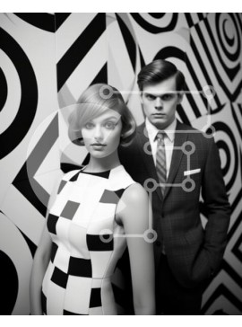 Intra Συλλεκτικό Ξύλινο Παζλ Plywood  4mm - Κομψό ζευγάρι σε γεωμετρικά σχέδια Σε Ξύλινο Κουτί - Διαστάσεις Puzzle: 10x10 cm – 25 κομμάτια