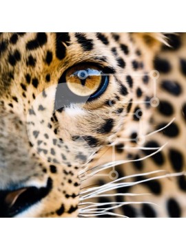 Intra Συλλεκτικό Ξύλινο Παζλ Plywood  4mm - Έντονο βλέμμα: Κοντινό πλάνο του προσώπου της λεοπάρδαλης Σε Ξύλινο Κουτί - Διαστάσεις: 10x10 cm – 25 κομμάτια