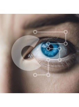 Σετ των 2 Intra Συλλεκτικό Ξύλινο Παζλ Plywood  4mm - Κοντινό πλάνο ενός μπλε ματιού που κοιτάζει επίμονα Σε Ξύλινο Κουτί - Διαστάσεις: 10x10 cm – 25 κομμάτια