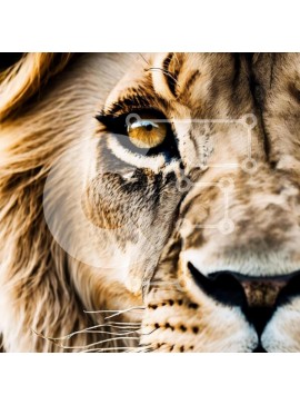 Intra Συλλεκτικό Ξύλινο Παζλ Plywood  4mm - Κοντινό πλάνο του προσώπου του λιονταριού με τα κίτρινα μάτια Σε Ξύλινο Κουτί - Διαστάσεις: 10x10 cm – 25 κομμάτια