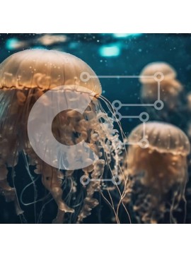 Intra Συλλεκτικό Ξύλινο Παζλ Plywood  4mm - Μαγευτική μέδουσα που κολυμπά στον ωκεανό Σε Ξύλινο Κουτί - Διαστάσεις: 10x10 cm – 25 κομμάτια