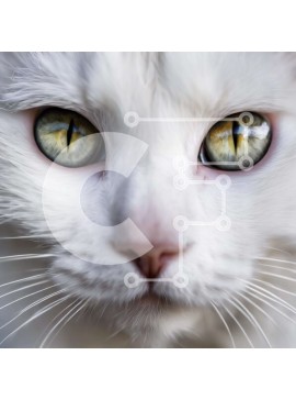 Intra Συλλεκτικό Ξύλινο Παζλ Plywood  4mm - Έντονο βλέμμα: Λευκή γάτα με λαμπερά πράσινα μάτια Σε Ξύλινο Κουτί - Διαστάσεις: 10x10 cm – 25 κομμάτια