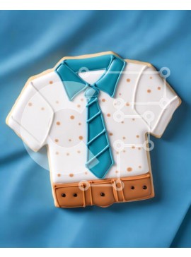 Σετ των 2 Intra Συλλεκτικό Ξύλινο Παζλ Plywood  4mm - Διακοσμημένο μπισκότο πουκάμισου και γραβάτας σε μπλε φόντο Σε Ξύλινο Κουτί - Διαστάσεις: 10x10 cm – 25 κομμάτια