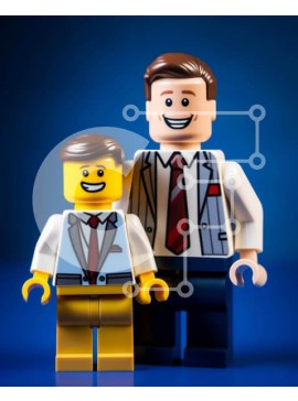 Intra Συλλεκτικό Ξύλινο Παζλ Plywood  4mm - Δύο φιγούρες Lego με κοστούμια και γραβάτες Σε Ξύλινο Κουτί - Διαστάσεις Puzzle: 10x10 cm – 25 κομμάτια