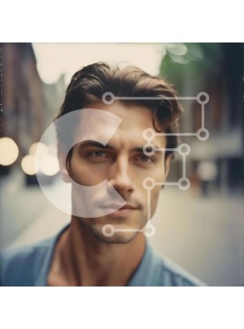 Intra Συλλεκτικό Ξύλινο Παζλ Plywood  4mm - Κοντινό πλάνο Πορτρέτο ενός άνδρα σε αστικό περιβάλλον Σε Ξύλινο Κουτί - Διαστάσεις Puzzle: 10x10 cm – 25 κομμάτια